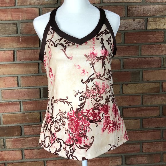 Aspire Tops - Aspire Yoga Athletic Botanical Print Tank Top